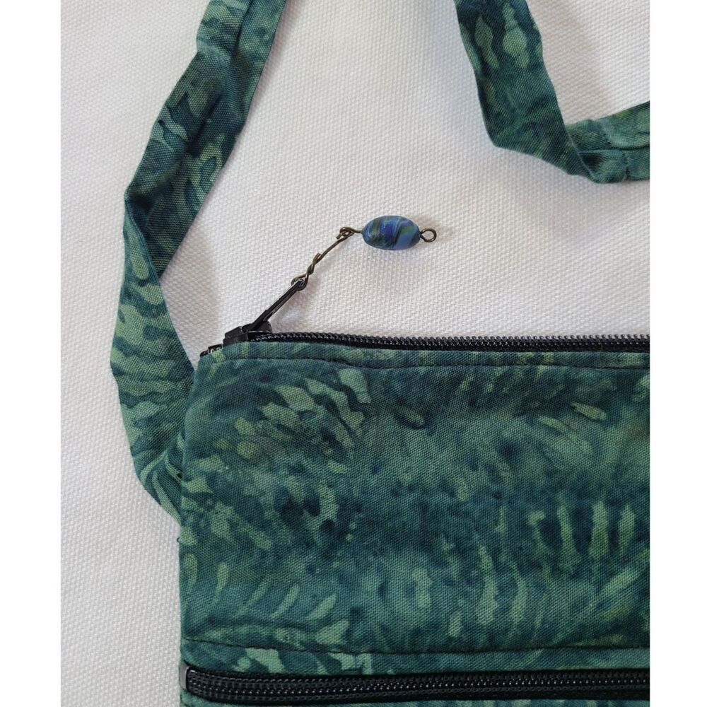 Skeeter Green Fern Leaf Cotton Crossbody Small Phone Travel Festival Bag - Picture 6 of 7